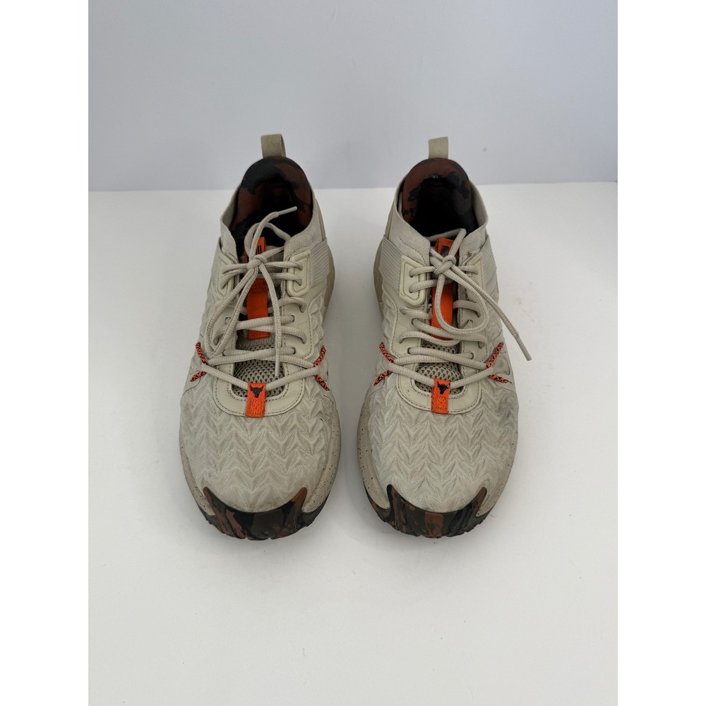 Under Armour Project Rock 4 Training Shoes Beige Orange Mens 3023695-200